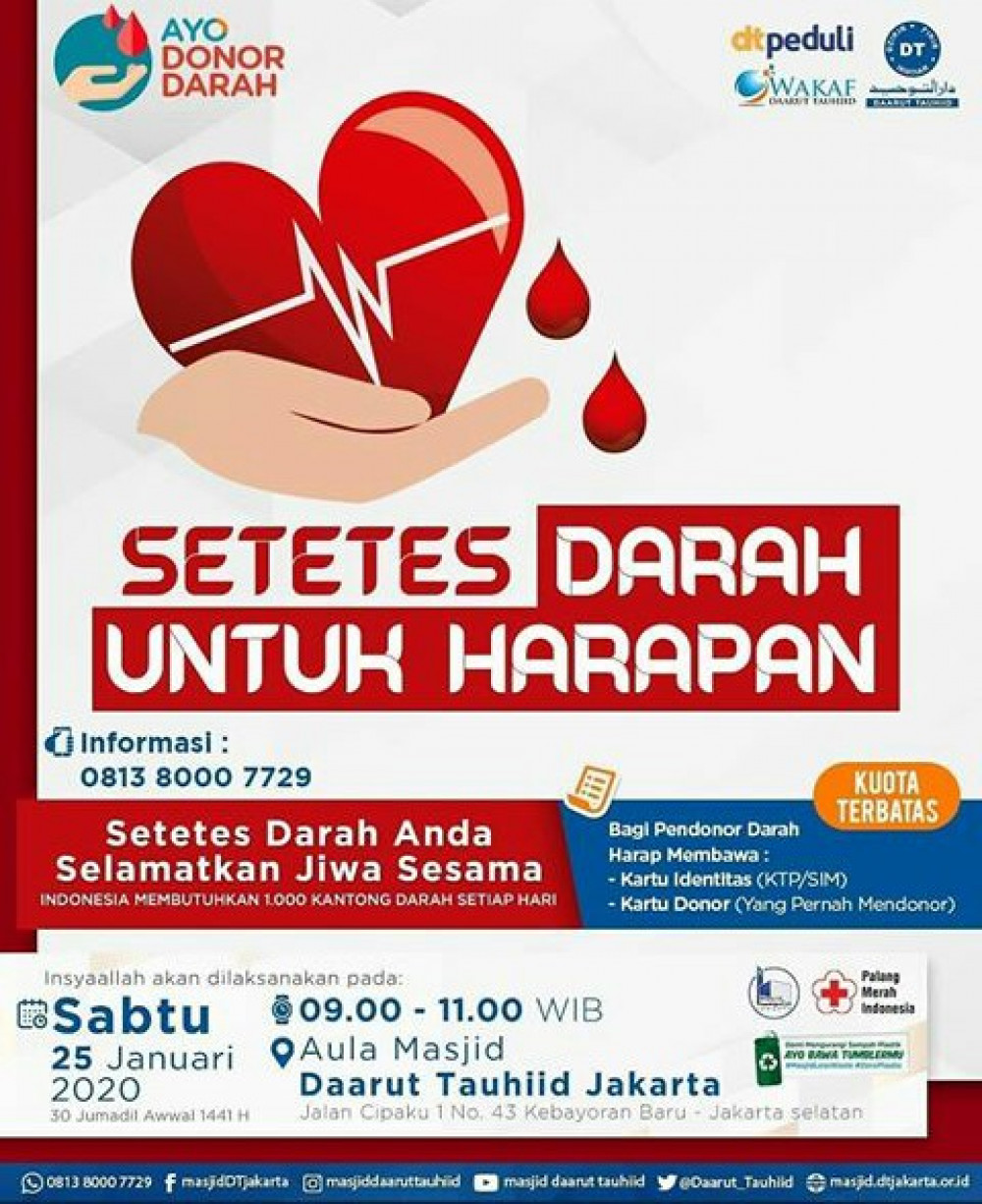 Setets Darah Untuk Harapan : Donor Darah Masjid Daarut Tauhiid Jakarta