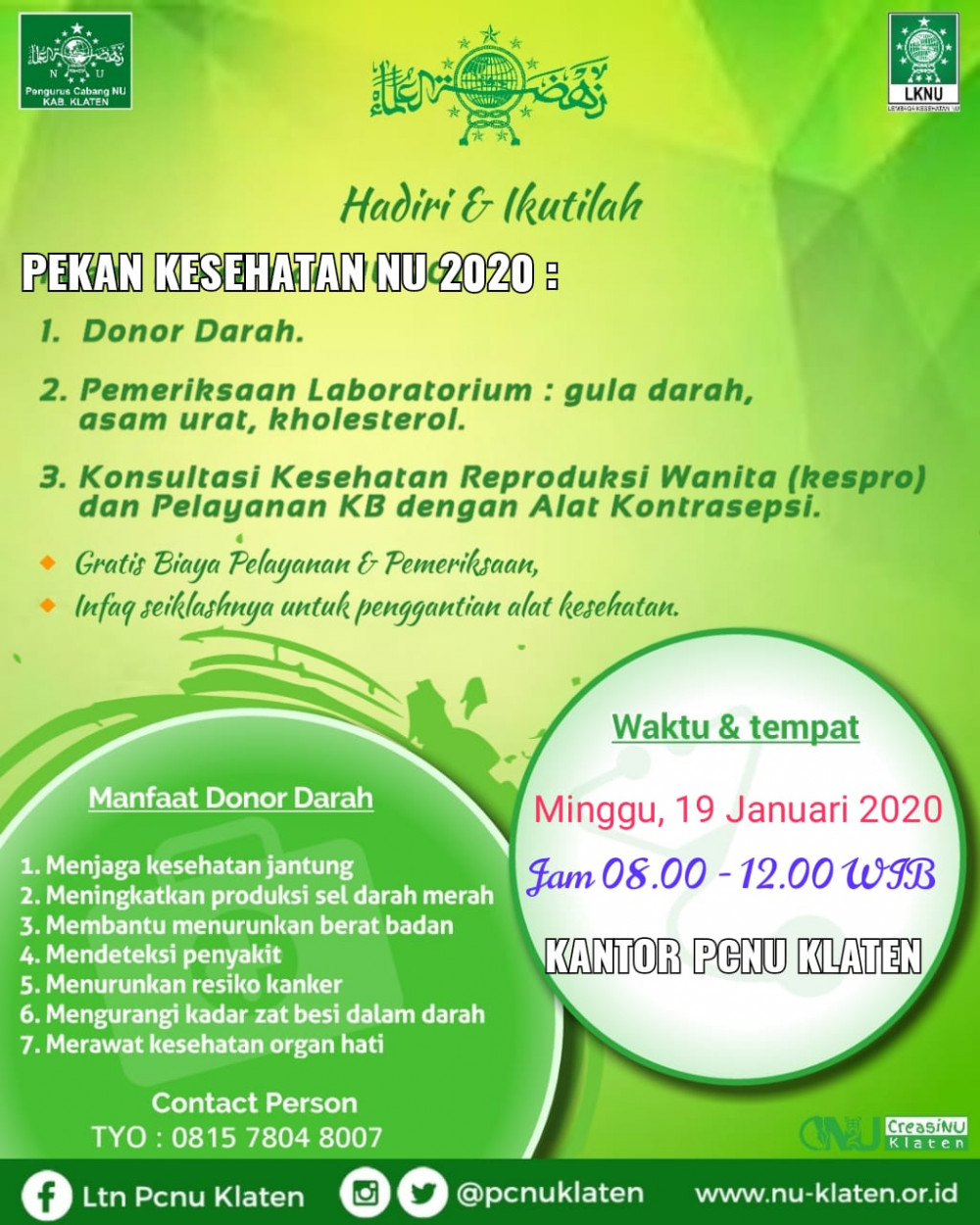 Pekan Kesehatan NU Klaten 2020