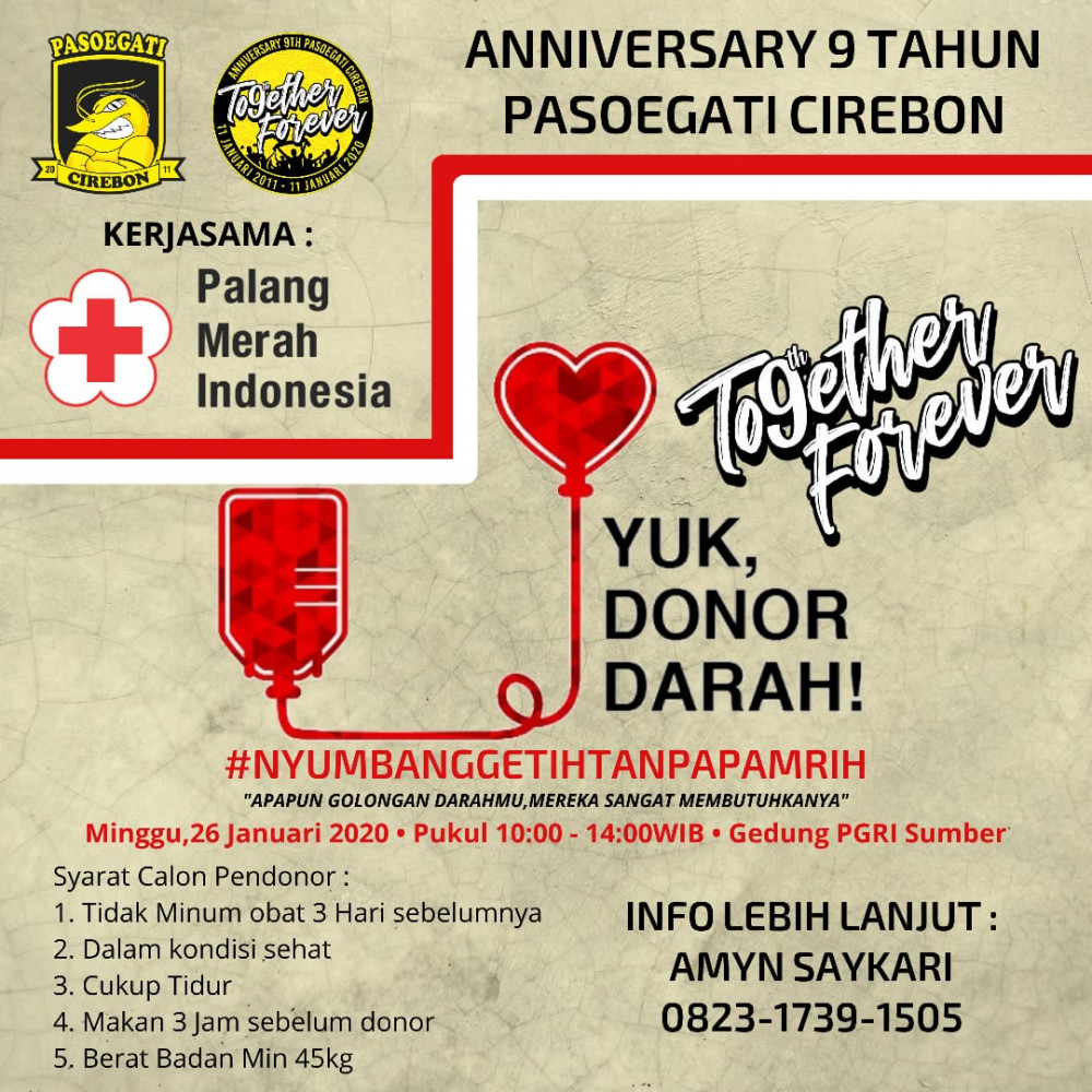 Donor Darah Anniversary 9 Tahun Pasoegati Cirebon